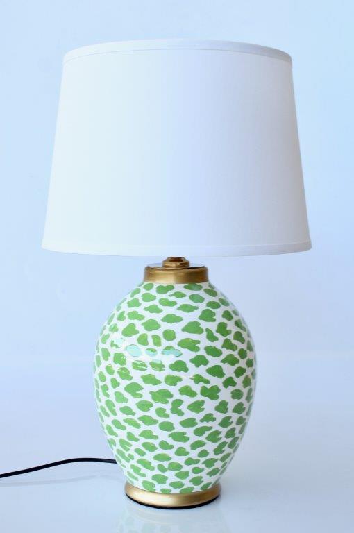 Lime Green & White Blob Lamp Base With Off White Shade